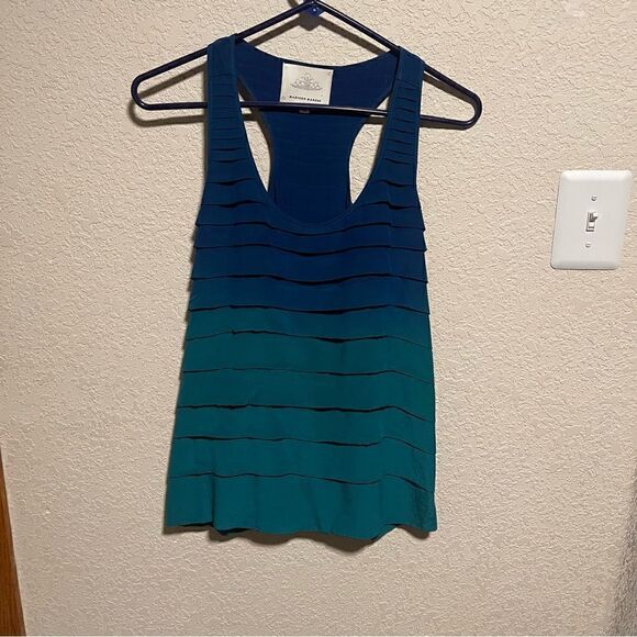 Madison Marcus- Ombre Razorback Tiered Silk Tank Sleeveless Top, Size XS - Picture 2 of 11
